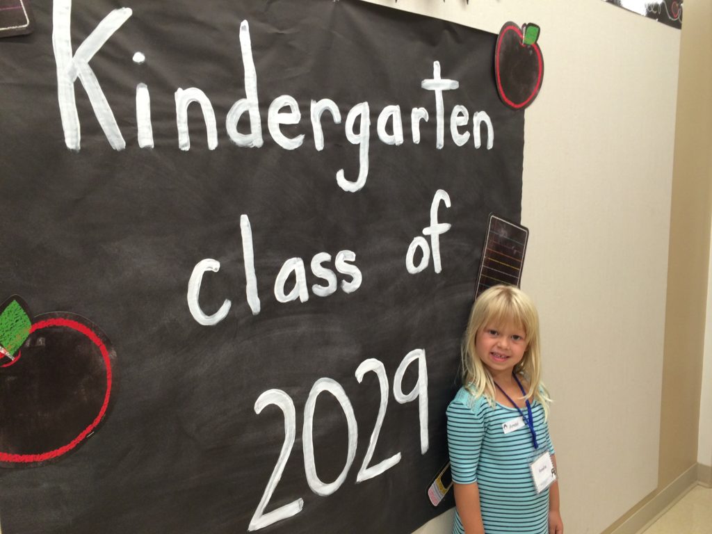 4-year-old Amelia on her first day of kindergarten