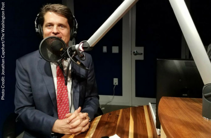 Mark Shriver being interviewed by Jonathan Capehart