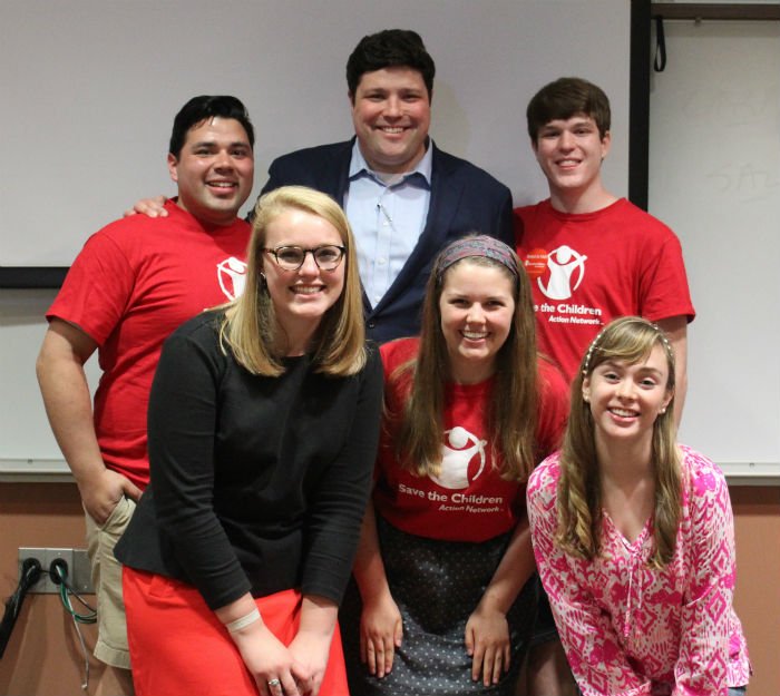 Furman U. student ambassadors and Joe Waters