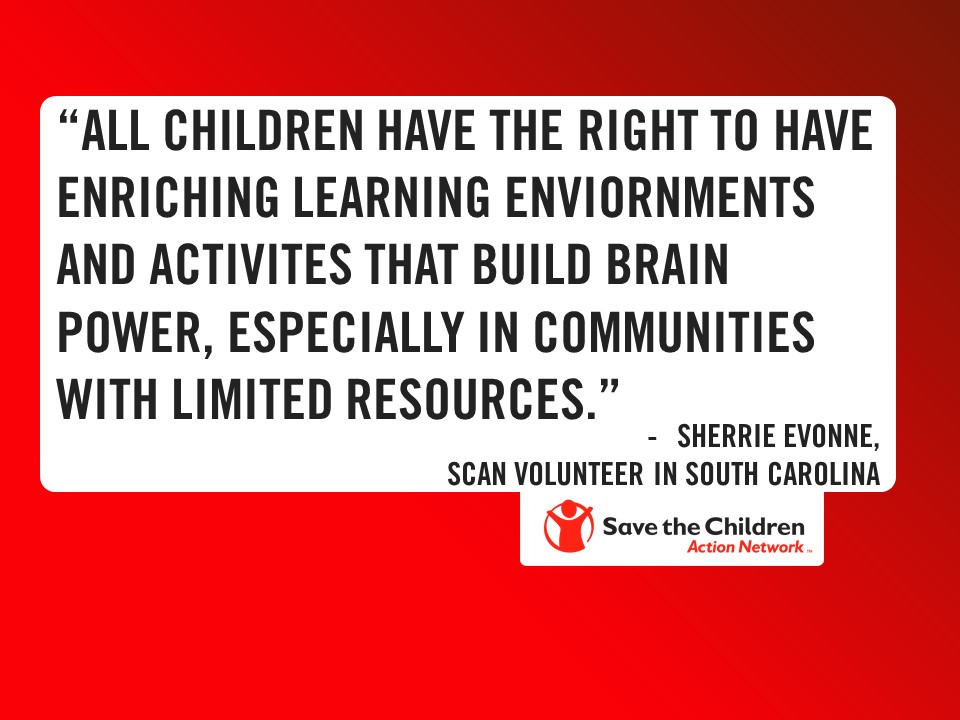 SCAN Volunteer Sherrie Evonne on early ed