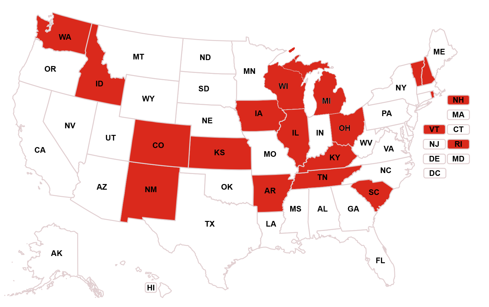 Where we work state map